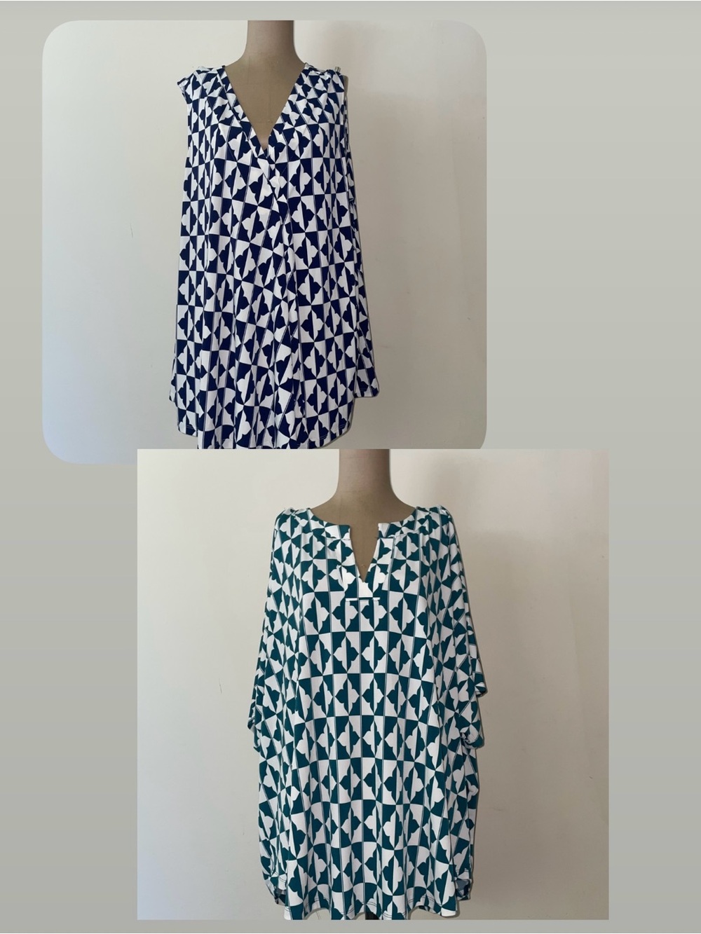 BUNDLE OF TWO Lane Bryant Geometric V-Neck Blouse -stretchy